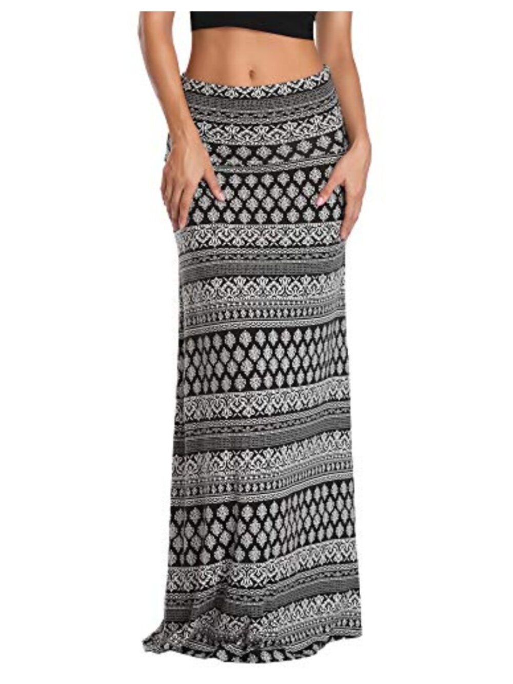 Women's High Waist Maxi Skirt Flared A-Line Stretchy Pleated